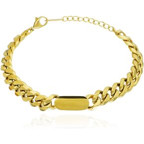 Simple Cool Chunky Bar Clasp Oval Rectangle Bracelet for Women Girls,Dainty Thick Cuban Link Bracelet for Teens,Stainless Steel Charm Bracelet,Minimalist Statement Chic Trendy Fashion Jewelry