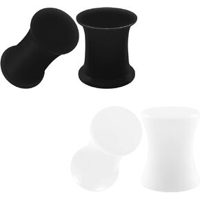 2 Pairs Black Silicone White Solid Acrylic Double Flared Saddle Piercing Jewelry Stretcher Ear Plug Earring Lobe flesh Tunnel