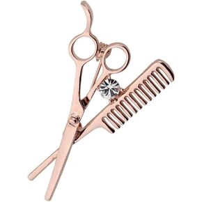 Hair Stylist Scissor and Comb Brooch Pin Hairdresser Gift