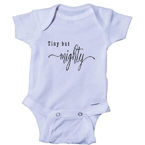 Tiny But Mighty Script Cute NICU Baby Onesie Bodysuit