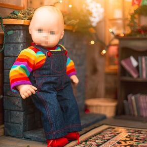 The Queen's Treasures 15 Inch Doll Clothes Designed for Use with Bitty Baby Dolls, Rainbow Tee Shirt, Denim Overalls and Red Shoes, Compatible with American Girl's Bitty Baby Twins