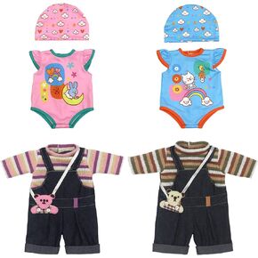 ملابس دمى أطفال من AISITE للدمى مقاس 16 بوصة - 4 مجموعات من ملابس الدمى الحية، ملابس فضفاضة لدمية الأطفال حديثي الولادة مقاس 14-16 بوصة من الأولاد والبنات in Kuwait