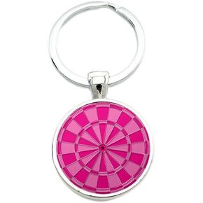 Art Attack Intense Pink Dartboard Keychain, Pendant Charm Great for Dart Teams & Leagues (Dark & Light Pink)