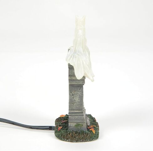 Department 56 Village Collection Accessories Halloween Kit E. Kat Cat Ghost on Tombstone Lit Figurine, 3.8 Inch, Multicolor in Saudi Arabia
