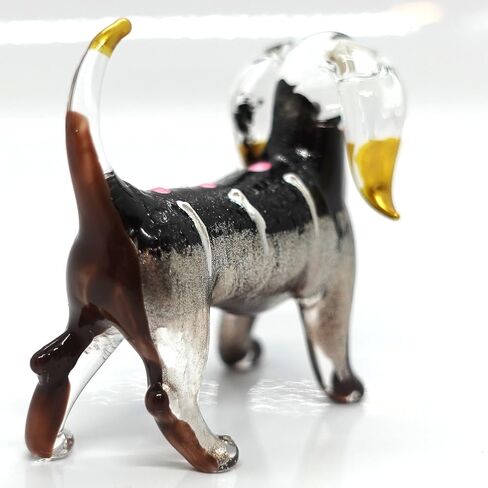 Dachshund Miniature Figurines Hand Blown Glass Art Animals Collectible Gift Home Décor (Black Brown) in Saudi Arabia