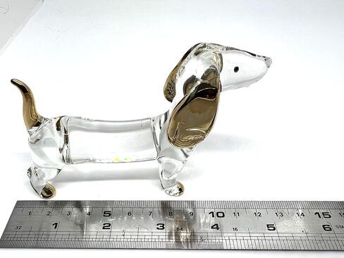 Dachshund Miniature Figurines Hand Blown Glass Art Animals Collectible Gift Home Décor (Black Brown) in Saudi Arabia