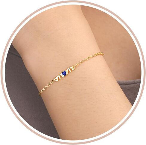 Birthday Gifts for Mom, Mom Birthday Gifts Birthstone Bracelets for Women Gold Dainty Bracelet Mom Christimas Gifts Socking Stuffers for Mom Happy Unique 30th 40th 50th 60th 70th 80th Mother Birthday Retirement Jewelry in Saudi Arabia