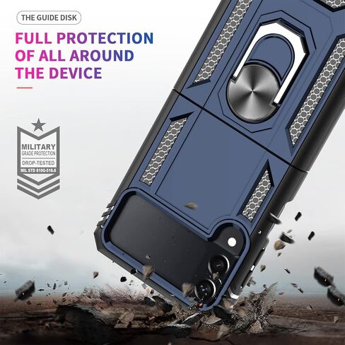 حافظة LeYi لهاتف Samsung Z Flip 4 5G، [من الدرجة العسكرية] حافظة Galaxy Z Flip 4 شديدة التحمل، حافظة هاتف واقية لهاتف Samsung Galaxy Z Flip 4 مع حامل حلقة معدنية للرجال والنساء، أسود in Kuwait
