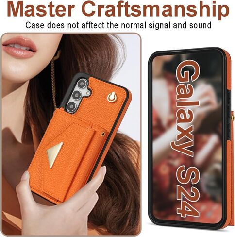 Crossbody Wallet Case for Samsung Galaxy S24, Leather Flip Phone Cover for Samsung S24 with Credit Card Holder, Folio Shockproof Purse Case with Detachable Strap for Women Girl (Black) in Saudi Arabia