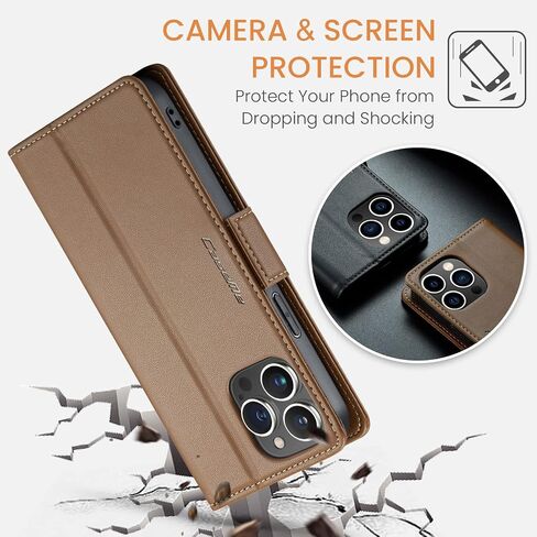Wallet Case for Apple iPhone 15 Pro Phone Case with Purse Card Holder RFID Blocking Stand Folio Book Folding Flip Case Leather Cover Men Women Shockproof - Burgundy in Saudi Arabia