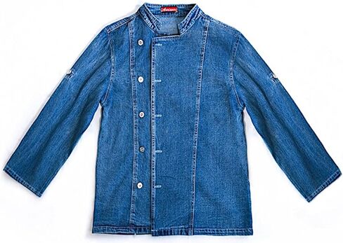 Unisex Denim Roll Up Long Sleeve Chef Coat, Button Down Chef Jacket, Kitchen & Restaurant Work Uniform in Saudi Arabia