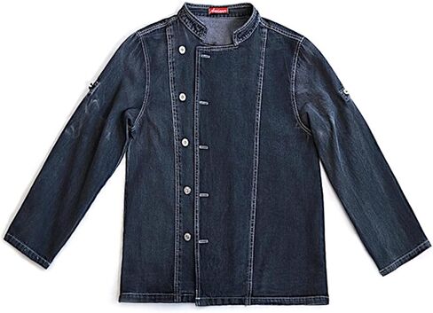 Unisex Denim Roll Up Long Sleeve Chef Coat, Button Down Chef Jacket, Kitchen & Restaurant Work Uniform in Saudi Arabia