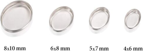 12 قطعة إعداد بيضاوي 925 من الفضة الإسترليني 5 × 7 مم نتائج كوب الحافة للخواتم والمعلقات والأقراط الساحرة in Kuwait