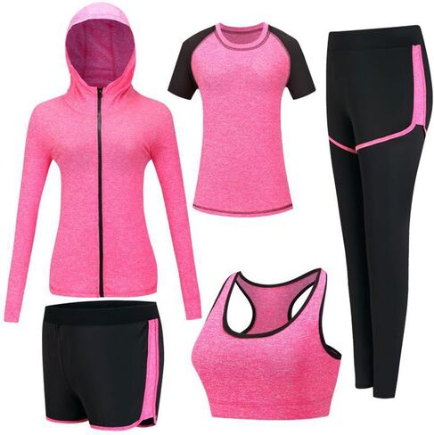ZETIY Women's 5pcs Sport Suits Fitness Yoga Running Athletic Tracksuits in Saudi Arabia