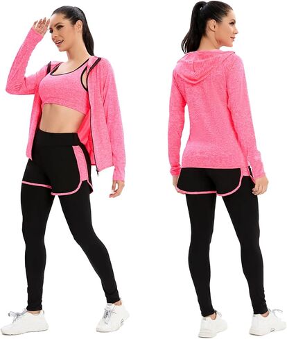 ZETIY Women's 5pcs Sport Suits Fitness Yoga Running Athletic Tracksuits in Saudi Arabia