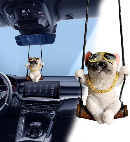 Car Hanging Accessories, French Bulldog Car Hanging Ornament, Car Mirror Hanging Accessories, Car Hanging Ornament French Bulldog, Car Accessories Car Interior Decor for Men & Women (White) in Saudi Arabia