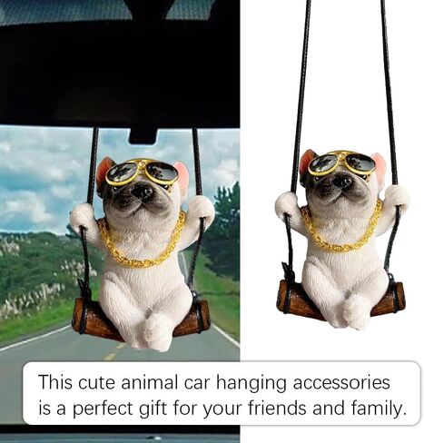 Car Hanging Accessories, French Bulldog Car Hanging Ornament, Car Mirror Hanging Accessories, Car Hanging Ornament French Bulldog, Car Accessories Car Interior Decor for Men & Women (White) in Saudi Arabia