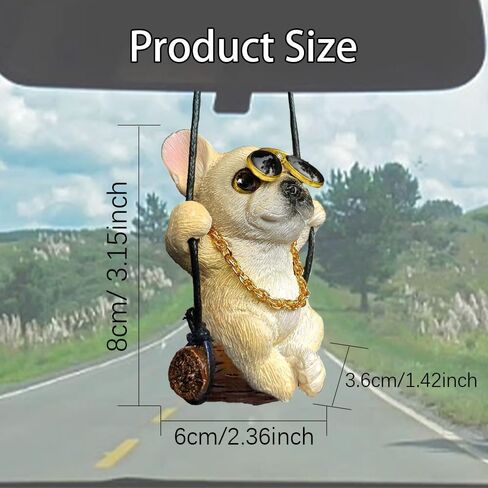 ملحقات تعليق السيارة، زينة معلقة للسيارة البلدغ الفرنسي، ملحقات تعليق مرآة السيارة، زينة معلقة للسيارة البلدغ الفرنسي، ملحقات السيارة ديكور داخلي للسيارة للرجال والنساء (أبيض) in Kuwait