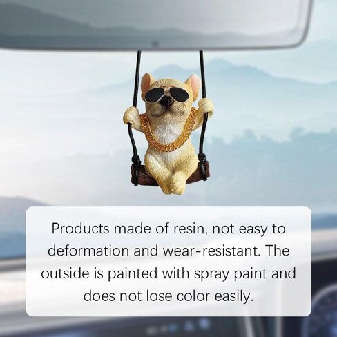 ملحقات تعليق السيارة، زينة معلقة للسيارة البلدغ الفرنسي، ملحقات تعليق مرآة السيارة، زينة معلقة للسيارة البلدغ الفرنسي، ملحقات السيارة ديكور داخلي للسيارة للرجال والنساء (أبيض) in Kuwait