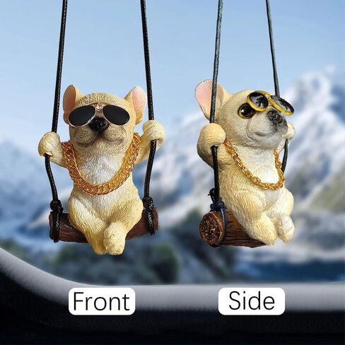 ملحقات تعليق السيارة، زينة معلقة للسيارة البلدغ الفرنسي، ملحقات تعليق مرآة السيارة، زينة معلقة للسيارة البلدغ الفرنسي، ملحقات السيارة ديكور داخلي للسيارة للرجال والنساء (أبيض) in Kuwait