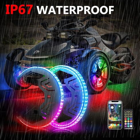 أضواء حلقة العجلة تناسب جميع موديلات Cam-Am Spyder F3 2017-2024 Spyder F3-S F3-T F3 مصابيح LED ملونة للمطاردة المحدودة مع بلوتوث وجهاز تحكم عن بعد in Kuwait
