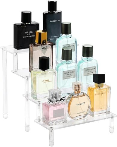 4 Tier Acrylic Perfume Stand Organizer, Large Clear Acrylic Display Risers, Cologne Acrylic Shelves, 4 Tiered Cupcake Shelf-201 in Kuwait