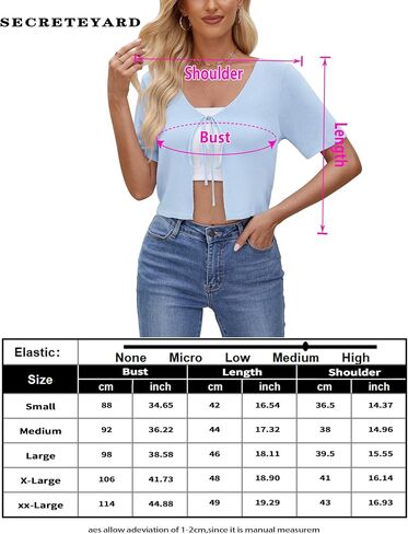 Womens Short Sleeve Cardigan Tie Front Knit Shrug for Dress Sweaters Crop Tops in Saudi Arabia