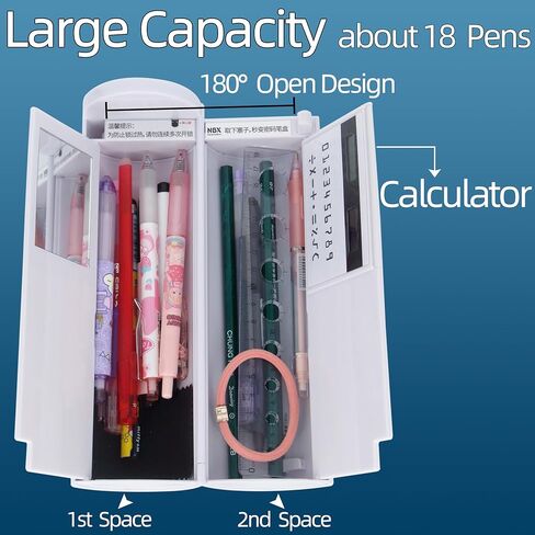 مقلمة قابلة للقفل مع آلة حاسبة، شكل أسطواني قائم، صندوق قلم متعدد الوظائف بقفل بكلمة مرور، منظم مكتب القفل، أنماط لطيفة للفتيات والأولاد والأطفال واللوازم المدرسية (الفراولة) in Kuwait