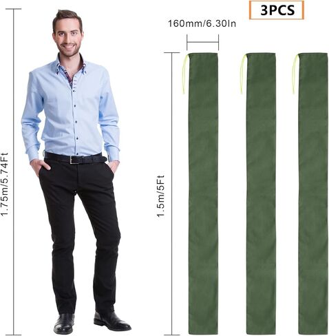 CEE 3 عبوات من أكياس الرمل القماشية الطويلة مقاس 6.30 × 5 أقدام أكياس رمل حاجزة لمياه الفيضانات، أكياس سميكة قابلة لإعادة الاستخدام مع شريط مطاطي للتحكم في نوافذ أبواب المرآب في موسم الأمطار والثلج والأعاصير، أخضر in Kuwait