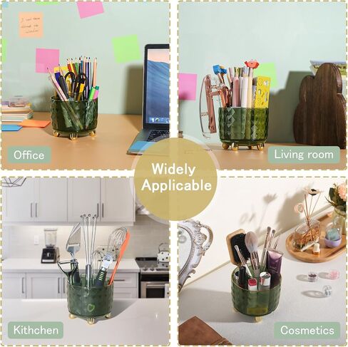 Pencil Pen Holder for Desk, 360 Rotating Pencil Pen Holder Desk Organizer, 6 Slots Spinning Pencil Cup Pen Organizer for Office, School, Home, Clear in Saudi Arabia