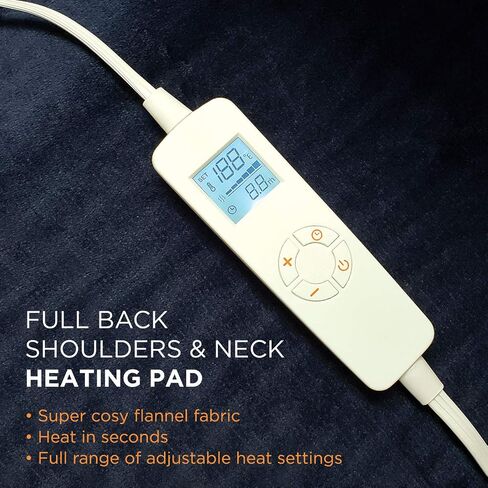 Extra Large Full Back Shoulders and Neck Heating Pad 24" x 33" Fast Heating Wrap with Auto Shut Off for Back, Neck and Shoulder, Abdomen, Waist Pain Relief, Dry/Moist Option (Navy) in Saudi Arabia