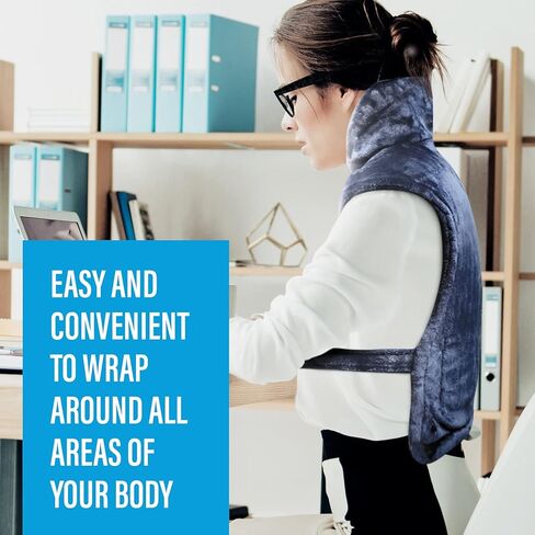 وسادة تدفئة كبيرة جدًا للظهر والأكتاف والرقبة مقاس 24 بوصة × 33 بوصة، غلاف تسخين سريع مع إيقاف تلقائي للظهر والرقبة والكتف والبطن وتخفيف آلام الخصر، خيار جاف/رطب (كحلي) in Kuwait