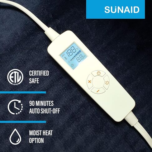 وسادة تدفئة كبيرة جدًا للظهر والأكتاف والرقبة مقاس 24 بوصة × 33 بوصة، غلاف تسخين سريع مع إيقاف تلقائي للظهر والرقبة والكتف والبطن وتخفيف آلام الخصر، خيار جاف/رطب (كحلي) in Kuwait