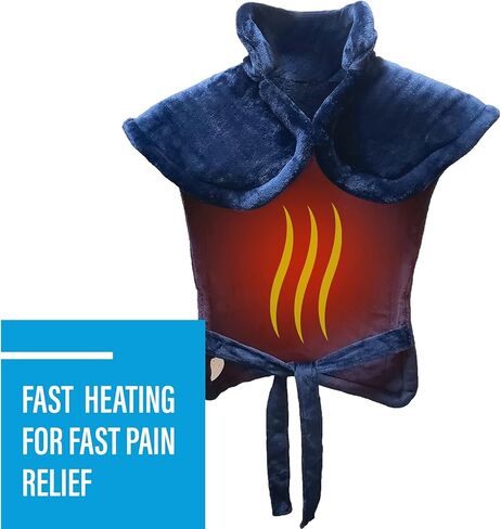 وسادة تدفئة كبيرة جدًا للظهر والأكتاف والرقبة مقاس 24 بوصة × 33 بوصة، غلاف تسخين سريع مع إيقاف تلقائي للظهر والرقبة والكتف والبطن وتخفيف آلام الخصر، خيار جاف/رطب (كحلي) in Kuwait
