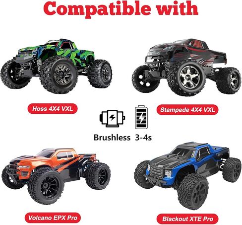 HobbyPark Pre-Glued RC Truck Tires and Chrome Wheels 12mm Hex 1/10 Scale for Traxxas Rustler 2wd Hoss 4x4 Stampede VXL Redcat Volcano EPX Pro 3S 4S Lipo Brushless, 4Pcs in Saudi Arabia
