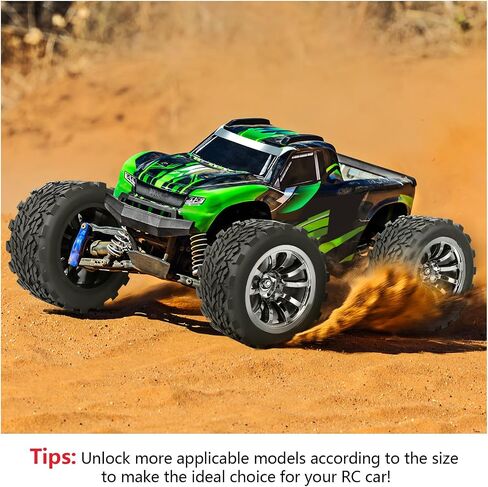HobbyPark Pre-Glued RC Truck Tires and Chrome Wheels 12mm Hex 1/10 Scale for Traxxas Rustler 2wd Hoss 4x4 Stampede VXL Redcat Volcano EPX Pro 3S 4S Lipo Brushless, 4Pcs in Saudi Arabia