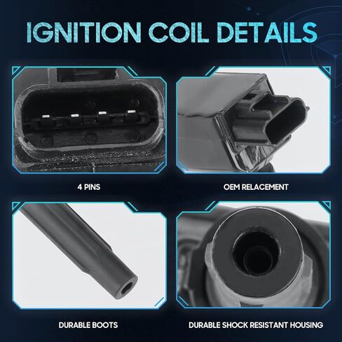 Set of 4 Ignition Coil Pack Compatible with Mazda 3 Sport 6 CX-3 CX-5 CX-9 MX-5 2.0L 2.5L, Replace for UF656 H6T61271 PE2018100 C1837, Black in Saudi Arabia