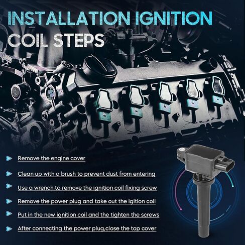 Set of 4 Ignition Coil Pack Compatible with Mazda 3 Sport 6 CX-3 CX-5 CX-9 MX-5 2.0L 2.5L, Replace for UF656 H6T61271 PE2018100 C1837, Black in Saudi Arabia