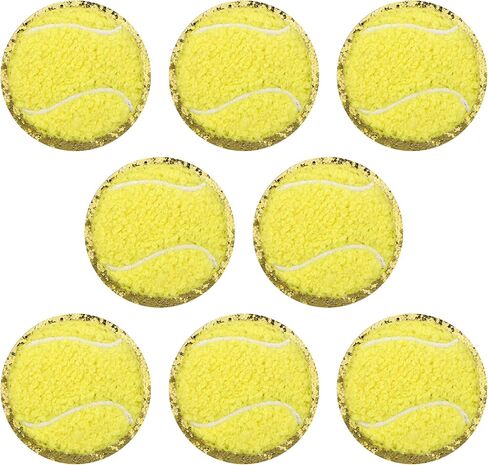 8 PCS Yellow Tennis Patches Iron on Chenille Patches Sports Iron on Patches Gold Edges Sport Sew On Cloth Embroidered Patches Tennis Applique Tennis Iron On Patches for DIY Clothing Repair Decorative in Saudi Arabia