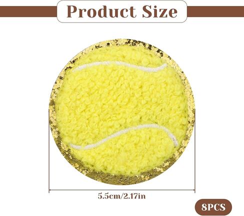 8 PCS Yellow Tennis Patches Iron on Chenille Patches Sports Iron on Patches Gold Edges Sport Sew On Cloth Embroidered Patches Tennis Applique Tennis Iron On Patches for DIY Clothing Repair Decorative in Saudi Arabia
