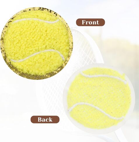8 PCS Yellow Tennis Patches Iron on Chenille Patches Sports Iron on Patches Gold Edges Sport Sew On Cloth Embroidered Patches Tennis Applique Tennis Iron On Patches for DIY Clothing Repair Decorative in Saudi Arabia