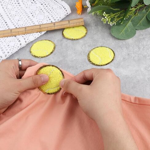 8 PCS Yellow Tennis Patches Iron on Chenille Patches Sports Iron on Patches Gold Edges Sport Sew On Cloth Embroidered Patches Tennis Applique Tennis Iron On Patches for DIY Clothing Repair Decorative in Saudi Arabia