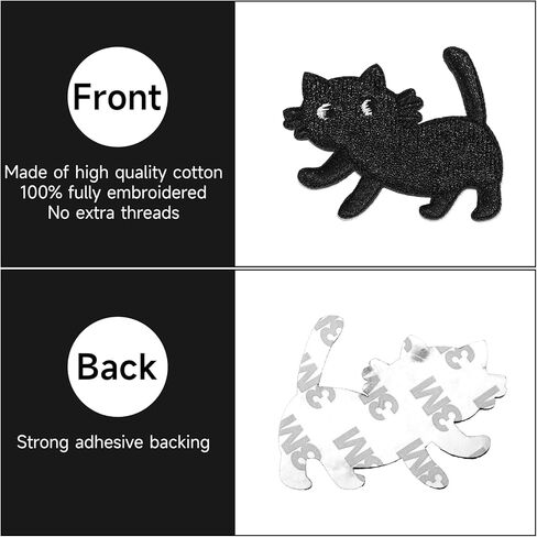 Black Cat Embroidered Patches for Clothing Naughty Cat Sewing Repair Patches Embroidery Appliques for Teen/Kids,18 Pcs Iron on Patches for Backpacks Jeans Hats Jackets in Kuwait