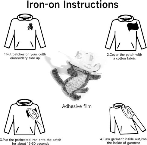 Black Cat Embroidered Patches for Clothing Naughty Cat Sewing Repair Patches Embroidery Appliques for Teen/Kids,18 Pcs Iron on Patches for Backpacks Jeans Hats Jackets in Kuwait