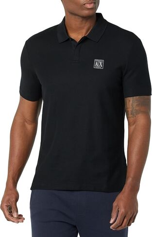 A｜X ARMANI EXCHANGE Men's Organic Pima from a to X Patch Logo Polo Shirt in Saudi Arabia