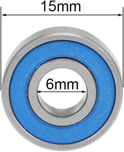 uxcell 696-2RS Deep Groove Ball Bearings 6mm x 15mm x 5mm Double Sealed Chrome Steel Blue Cover P6(ABEC3) 10pcs in Saudi Arabia