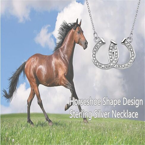 Horseshoe Necklace for Women Girls Western Double U Horseshoe Necklace Dainty Cubic Zirconia Horseshoe Heart Necklace Lucky Necklace Charm Horse Jewelry Gifts in Saudi Arabia