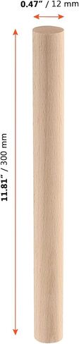 SINJEUN 20 Pieces 1 x 12 Inch Wooden Dowel Rods, Natural Unfinished Wooden Dowel Sticks, Wooden Dowel Rods for Craft, Macrame and DIY Project in Saudi Arabia