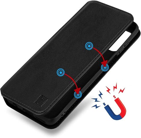 Classic Series 2.0 - Real Leather Book Wallet Case Cover for Motorola Moto G100, Real Leather Design with Card Slot, Magnetic Closure and Built in Stand - Black in Saudi Arabia