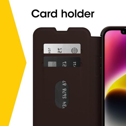 OtterBox iPhone 14 Plus Strada Series Case - SHADOW (Black), card holder, genuine leather, pocket-friendly, folio case in Saudi Arabia